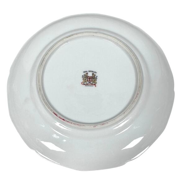 Royal Bayreuth Bread Plates 6.5" Pink Rose Platinum Rim Roped Edge Lot of 12 - Picture 3 of 6